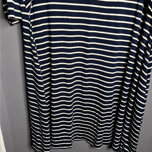 Pip & Vine Navy Blue Striped Long Sleeve Midi Dress Plus Size 3X - Picture 3 of 7